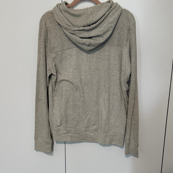 Vintage American Eagle Outfitters Tan Hoodie with denim graphic - Picture 3 of 4